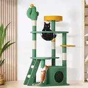 Alopet 130cm Cat Tree with Ladder and Cat Scratching Post, Cat Tower Cat Condo Home Pet Furniture Green