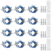 12 Pcs 0.9-1.1inch Heavy Duty Adjustable Split Ring Pipe Hanger, Silver/Blue