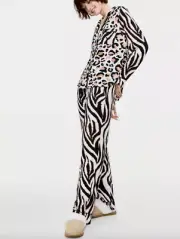 NEW PETER ALEXANDER LEOPARD ZEBRA ANIMAL PRINT TOP PANTS PJ SET XS RRP$159.90