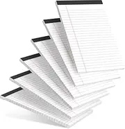 AILZFEI 6pcs Small Note Pads 5x8 College Ruled Legal Pads Paper Notepad 6 Pack Study Back Writing Pads 5 x 8 Legal Pads Perforated Narrow Ruled Pads of Paper White