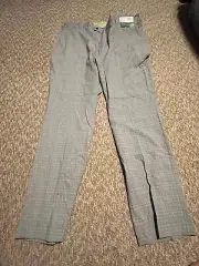 Louis Raphael Men's Plaid Golf Pants, Straight Fit, Ash, 42 X 32