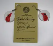 Cherokee Nation Natural Abalone Shell Hand Painted Cardinal Dangle Earrings