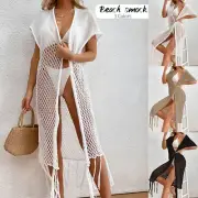 Women's Bathing Suit Crochet Tassel Swimwear Bikini Cover Up Beach Dress