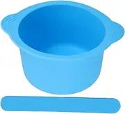 1 Set of Silicone Mask Bowl Set Collapsible Mask Mixing Bowl Heat-Resistant Wax Melting Liner for Wax Melting Pot Blue Flat Bottom Bowl with Stirring Stick