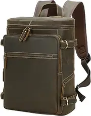 Tiding Full Grain Leather Backpack for Men 15.6 Inch Laptop Backpack Rucksack Daypack for College School Work Office Travel Outdoor Weekend Brown
