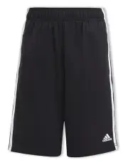[Adidas] Essentials 3-Stripes Knit Shorts in Black/White