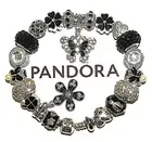 AUTHENTIC Pandora Bracelet W/European Charms, Black & White Butterflies, Ladybug
