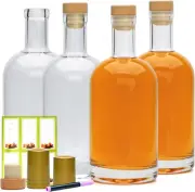25 Oz Glass Bottle with T-Top Cork, Heavy Bottom Vodka Bottle for Wine, Juice, M