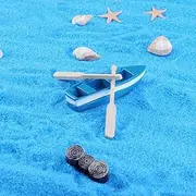 Mini Rowboat Mini Tiny Wooden Boat with Oars for Fairy Garden Kits for DIY Fairy Garden Dollhouse Decoration, Miniature Dollhouse Boat with Oars Canoe Model Figurines