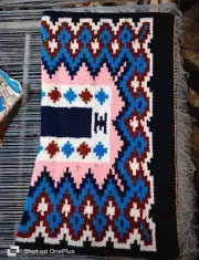 Sweet P Tobasco CobaltBlack&White,western Ranch wool saddle blanket Size 32*36’’