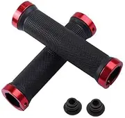 Kework Bike Grips, Double Locking Bike Bicycle Mountain Bike Handlebar Grips, Include 2 Handlebar Caps, Aluminum Alloy Lock Ring