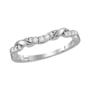 14k White Gold Round Diamond Stackable Band Ring 1/5 Cttw