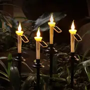 Solar Taper Candle Lights with Holders Water-resistant Rechargeable Flickering Tapered Candlesticks for Outdoor Garden