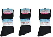 [Mr. Gadget Solution&reg;] Men Non Elastic Socks 100% Cotton Flexi Loose Soft Top Diabetic 6-11 PACK OF 3, Black, 6-11