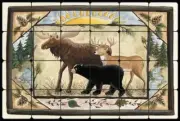 Lodge Art Tile Backsplash Donna Jensen Moose Tumbled Stone Mural DJ018