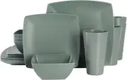 Gibson Home Soho Grayson Melamine Plastic Dinnerware Set, 16pcs, Green
