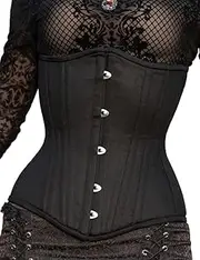 [SLIMX LLC] SLIMX Black Corset Underbust Long Torso Steel Boned Waist Trainer for Women Plus Size Heavy Duty Open Cup Corset Hourglass