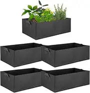 ValueHall Fabric Raised Planting Bed 5-Pack Rectangle Grow Bags Heavy Duty Nonwoven Fabric Plants Pots Aeration Fabric Pots for Vegetables, Flowers and Fruits V8020A (Medium)