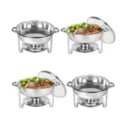 Chafing Dish Buffet Set 4 Pack, 5QT Round Stainless Steel Chafer for Catering...