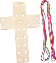 DIYEAH 1set Wooden Cross Yarn Weaving Kit Complete of Embroidery Thread and Needle for Unique Home Decor and Activities
