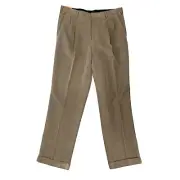 Dockers Pants Mens 36 Brown Pleated Cuffed Classic Fit Soft Lyocell Blend Dress