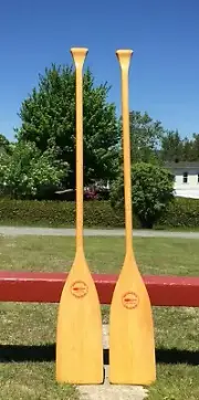EXCELLENT Set Wooden PADDLES 60"x8" WIDE + LABELS Pair Oars Boat!