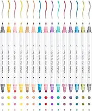 Ohuhu Dual Tip Dot Markers: 15 Colors Dot Marker Pens (Fine & Dot) for Kids Adults Water-Based Ink Metallic & Regular Colors Dot Pens for Journaling Scrapbooking DIY Highlighting Drawing Markers