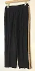 $298 EILEEN FISHER Petite Women Black Side Stripe Silk Crepe Trouser Pants NEW