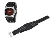 AM3696 24mm Black Leather Watch Strap For Fossil