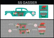 Hot Wheels(1/64),55 Gasser "Naughty Elf" Waterslide,Printed White First,Decals