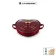 【Le Creuset】琺瑯鑄鐵鍋愛心燉飯鍋20cm(醇酒紅-金頭-內鍋白)