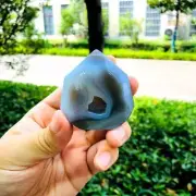 85g Natural Agate Geode Crystal Obelisk Quartz Tower Wand Point Healing Reiki