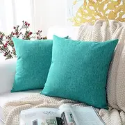 MERNETTE Decorative Throw Pillow Cover Cushion Covers Pillowcase, Home Decor Decorations for Sofa Couch Bed Chair, Chenille, Soft Light Brown, 18"x18",2 Pieces