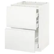 METOD / MAXIMERA base cab f hob/2 fronts/3 drawers, white/Voxtorp matt white, 60x60x80 cm
