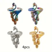 4pcs Peacock design Knitting Crochet Loop Rings Yarn Guide Finger - Perfect gift