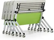 YVYKFZD Folding Conference Table, Rectangle Conference Room Table with Wheels, Rolling Meeting Table, Flip Top Mobile Training Table, for Office Reception Classroom(4PCS,55.1"x15.7"x29.5")