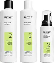 Nioxin Scalp + Hair Thickening System Kit 2 for Natural Hair with Progressed Thinning (Shampoo 300 ml + Conditioner 300 ml + Treatment Serum 100 ml)