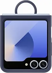Silicone Case with Ring for Samsung Galaxy Z Flip 6, Dark Blue