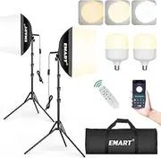 EMART Softbox Photo Studio Set 40 x 40 cm, Soft Box Lighting 2 x 50 W 3000-6000 K LED Studio Light Kit for Studio Portraits, Video, Photography