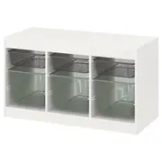 TROFAST storage combination with boxes, white dark grey/light green-grey, 99x44x56 cm