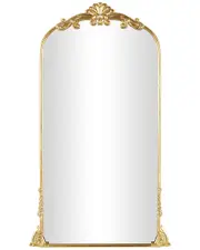 Peyton Lane Gold Metal 28x48 Ornate Arched Baroque Floor Mirror