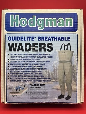 NEW Hodgman Chest Waders Mens Large Stretch Lite Breathable Belt Stocking Feet