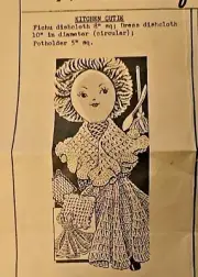 5052 NC Vintage Dishcloth x 2, Potholder x 1 Doll Pattern to Crochet (Repro)