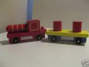 Wood Push Toy. Engine & Car. Colorful. New.