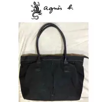 在飛比找蝦皮購物優惠-【現貨】👜 二手 Agnes b 日本精品 帆布大托特包 側