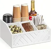 Kitchen Counter Shelf Tea Box Organiser Condiment Organiser Station Coffee Station Organizer for Countertop Wood Office, B