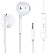 MOSWAG Wired in Ear Headphones, Earphones with Microphone, 3.5mm Jack Earphones for Smartphones, Computers, Laptops, MP3 Players