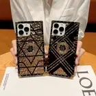 Premium Frame Case Fr iPhone 14/13/12 Pro Max Bling Lattice Pattern Ring Holder