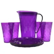 Tupperware Ice Prism Set Acrylic Pitcher Tumblers Salad Plates Purple