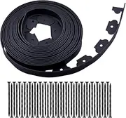 Garden Edging，40ft Landscape Edging with 40 Spikes for Lawn 2 Inch Tall(Black, 40FT)